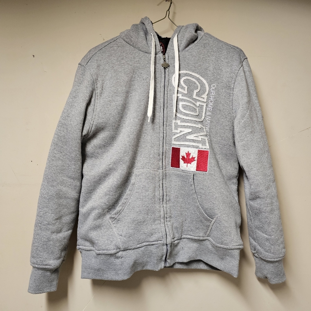 Canada Weather Gear Gray Fleece Lined Hooded Lightweight Jacket